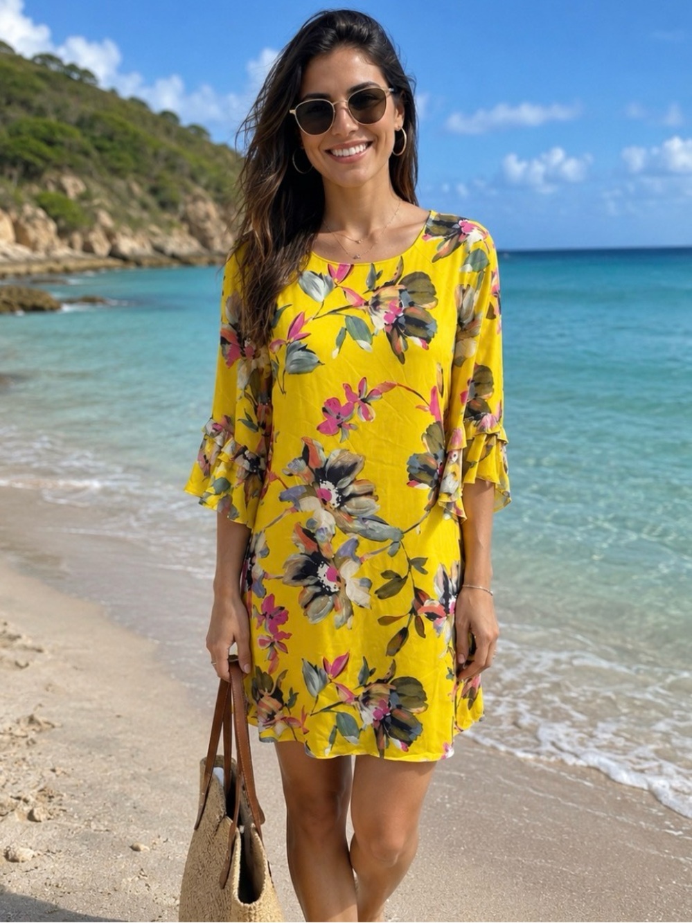 Gianni Bini Women’s Yellow Floral Dress - Picture 1 of 8